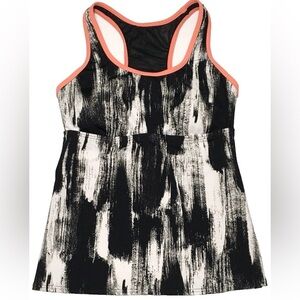 The TYR Women's Size S 4/6 Dry Brush Swim 2N1 Black/White Mid Impact Tank Top